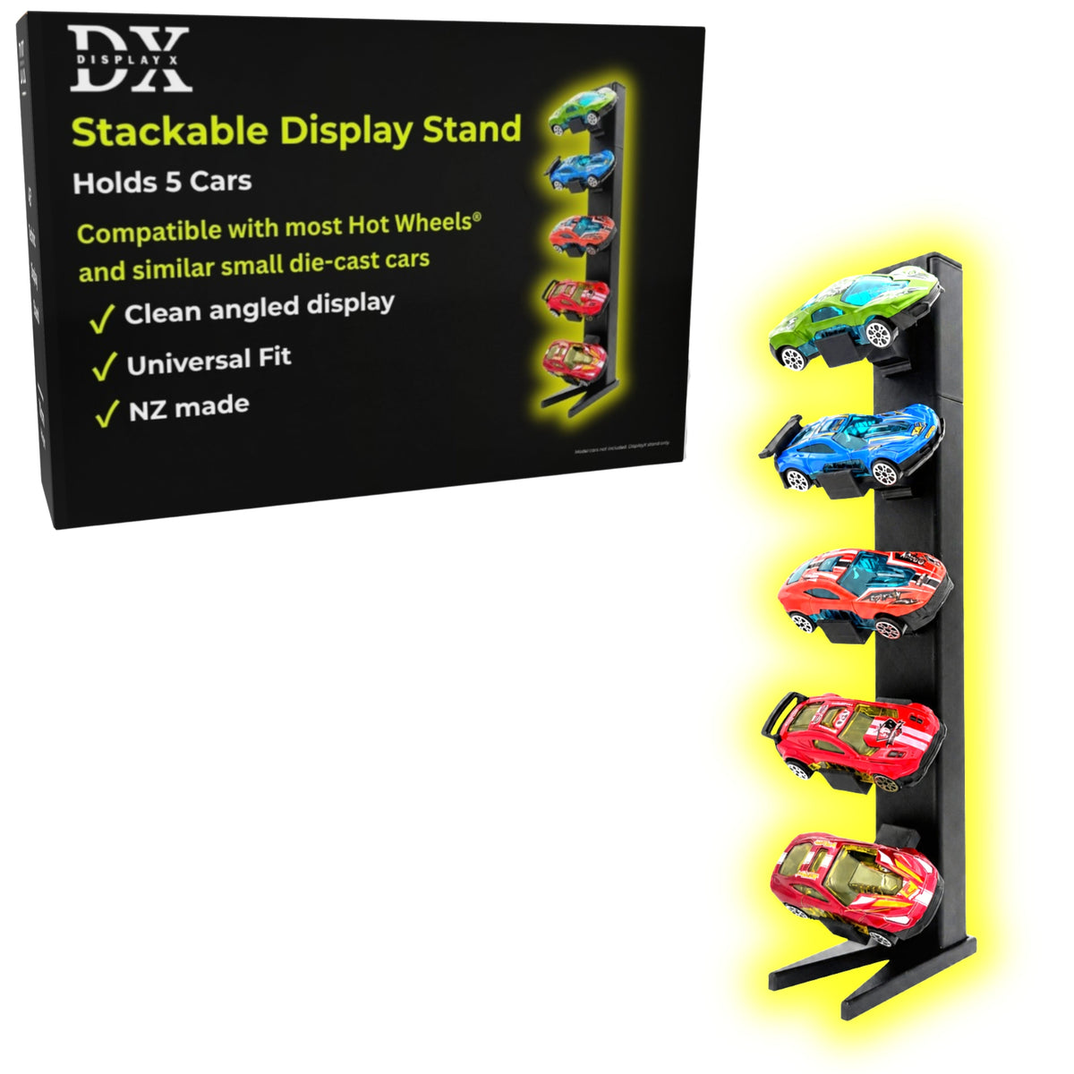 DisplayX 5-Car Stackable Display Stand Compatible with Hot Wheels® Cars