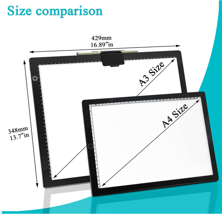 A3 Light Board 6 brightness & Stepless Dimmable with Type-C Cable