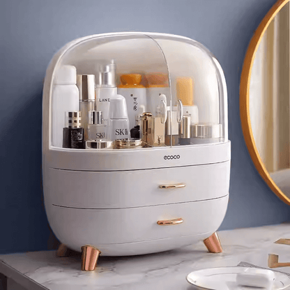 Mobie Large Capacity Makeup Organizer with Double Drawers Transparent Doors E2014