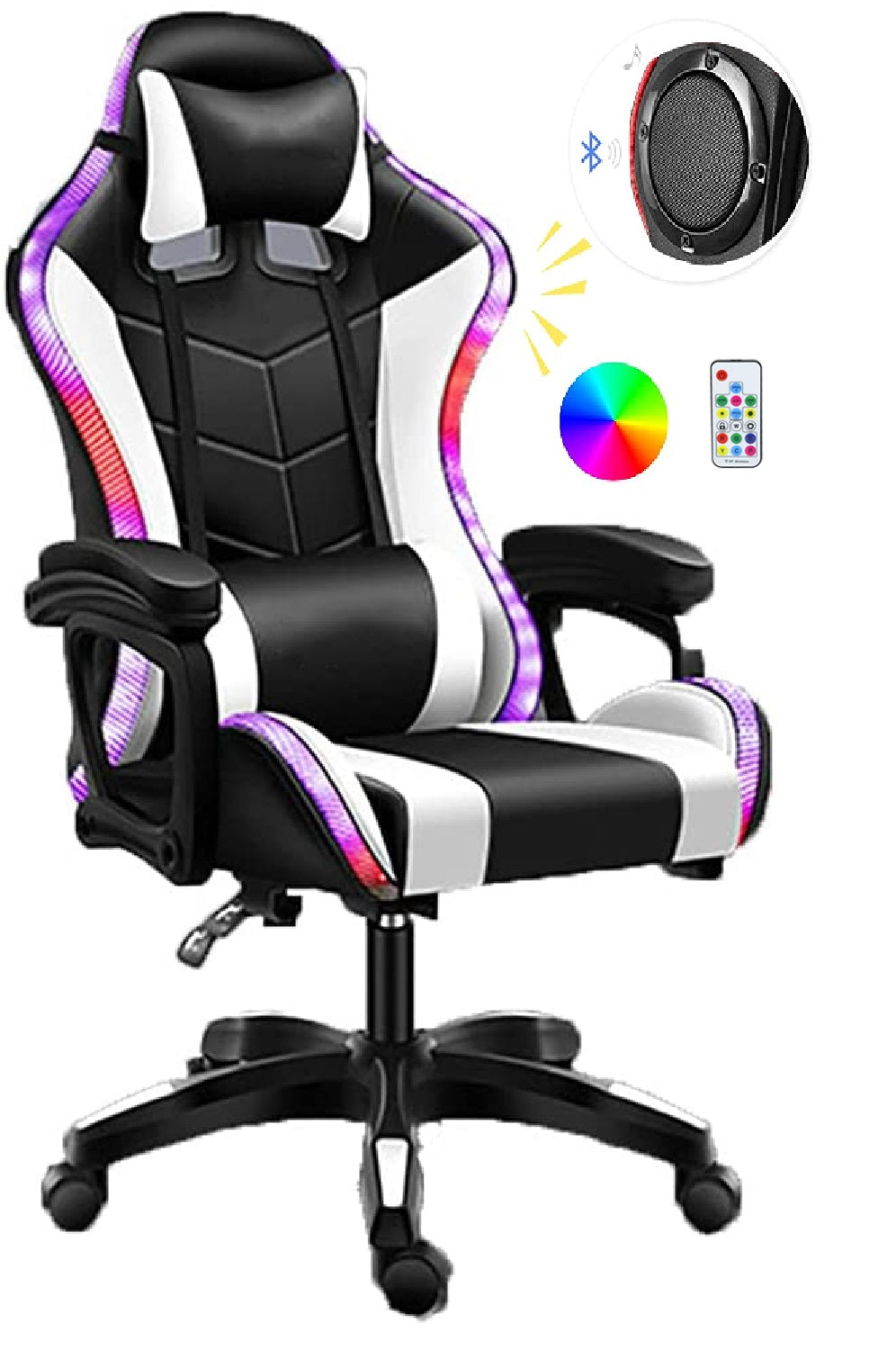 Gaming Chair Office Chair With Foot Rest Racing Chair with Speaker and Light