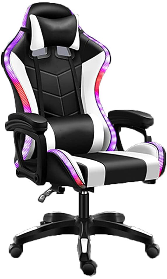 Gaming Chair Office Chair With Foot Rest Racing Chair with Speaker and Light