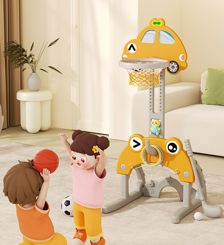 142CM Kids Basketball Hoop Stand Height Adjustable Water Base - Yellow