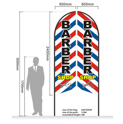 BARBER- Double Sided Feather Banner  Business Commersial 3M Flag ONLY