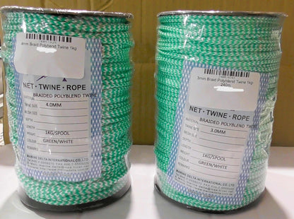 Braided Polyblend Twine White Green 3mm 4mm 5mm