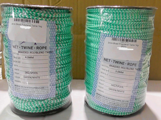 Braided Polyblend Twine White Green 3mm 4mm 5mm