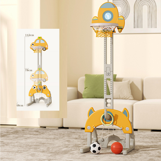 142CM Kids Basketball Hoop Stand Height Adjustable Water Base - Yellow