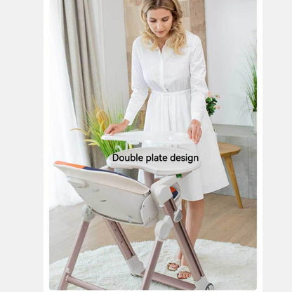 Multifunctional Adjustable Baby High Chair With Dining Table & Wheels -Green