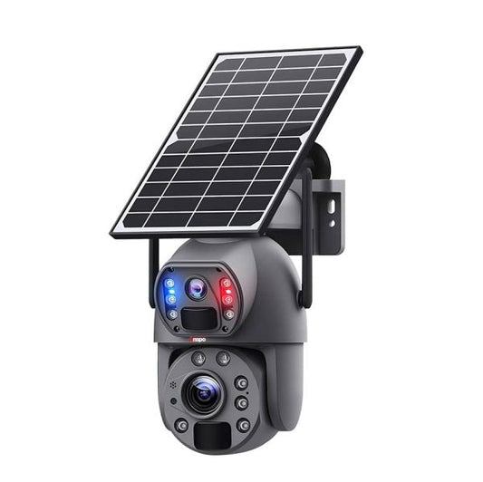 Dual camera WIFI SOLAR security camera wireless free batteries with 64GB card