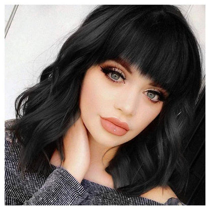 Women Mid Wig with Hat Blond Synthetic Hair Full Wigs High Quality