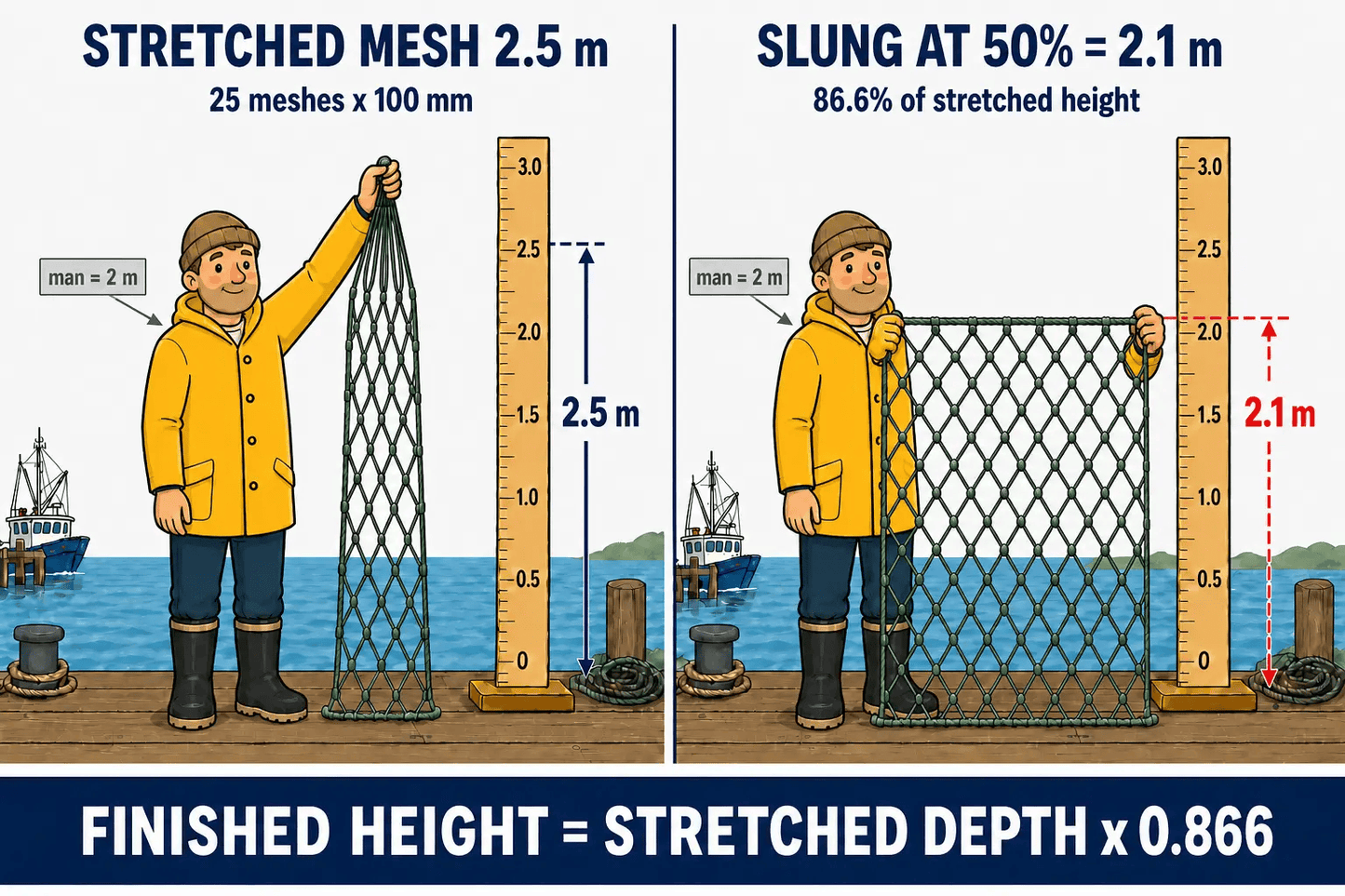 AFM-14A 4 Inch 25md Mullet Unslung Mesh 100mm x 245m Snow whit