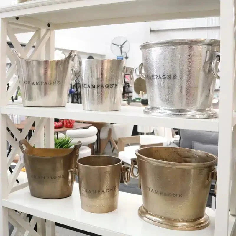 Aluminium Oval Champagne Bucket XL - Raw Silver at online8 furniture store Auckland