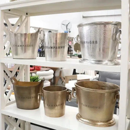 Aluminium Round Champagne Bucket - Raw Gold at online8 furniture store Auckland