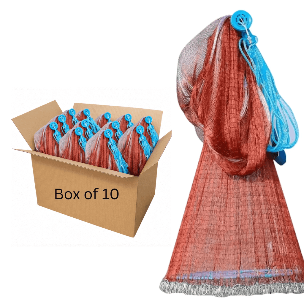 American Style Cast Net for Beginners Frisbee Style 6FT Radius 10 Pack Box With Smooth Openings