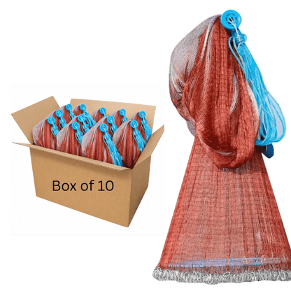 American Style Cast Net for Beginners Frisbee Style 6FT Radius 10 Pack Box With Smooth Openings
