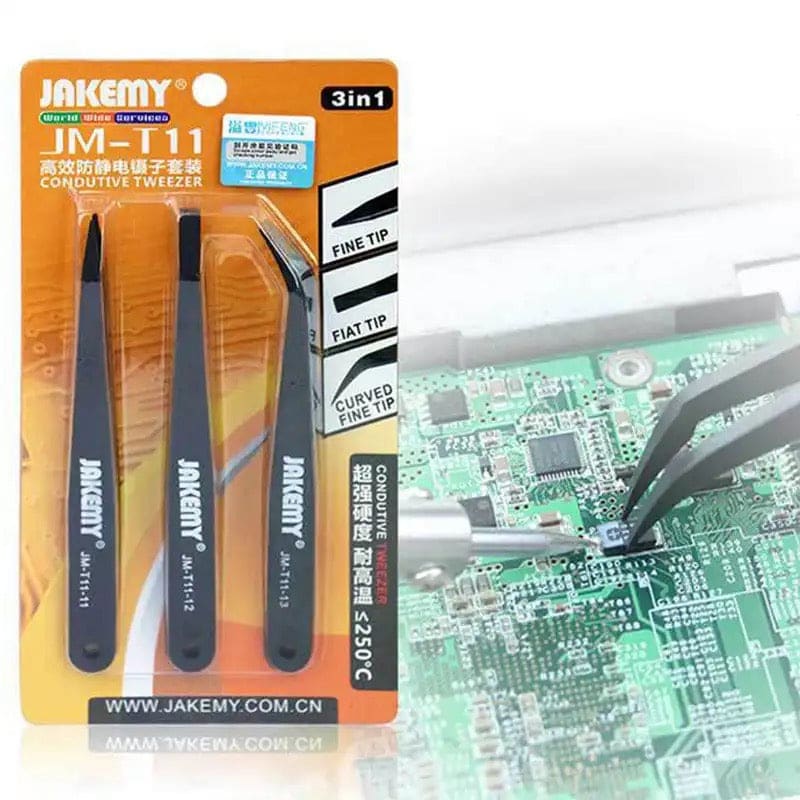 Anti-static Carbon Fiber Tweezers (3 piece)