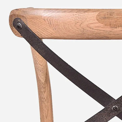 Antique Oak Cross Back Barstool - 75cm at online8 furniture store Auckland