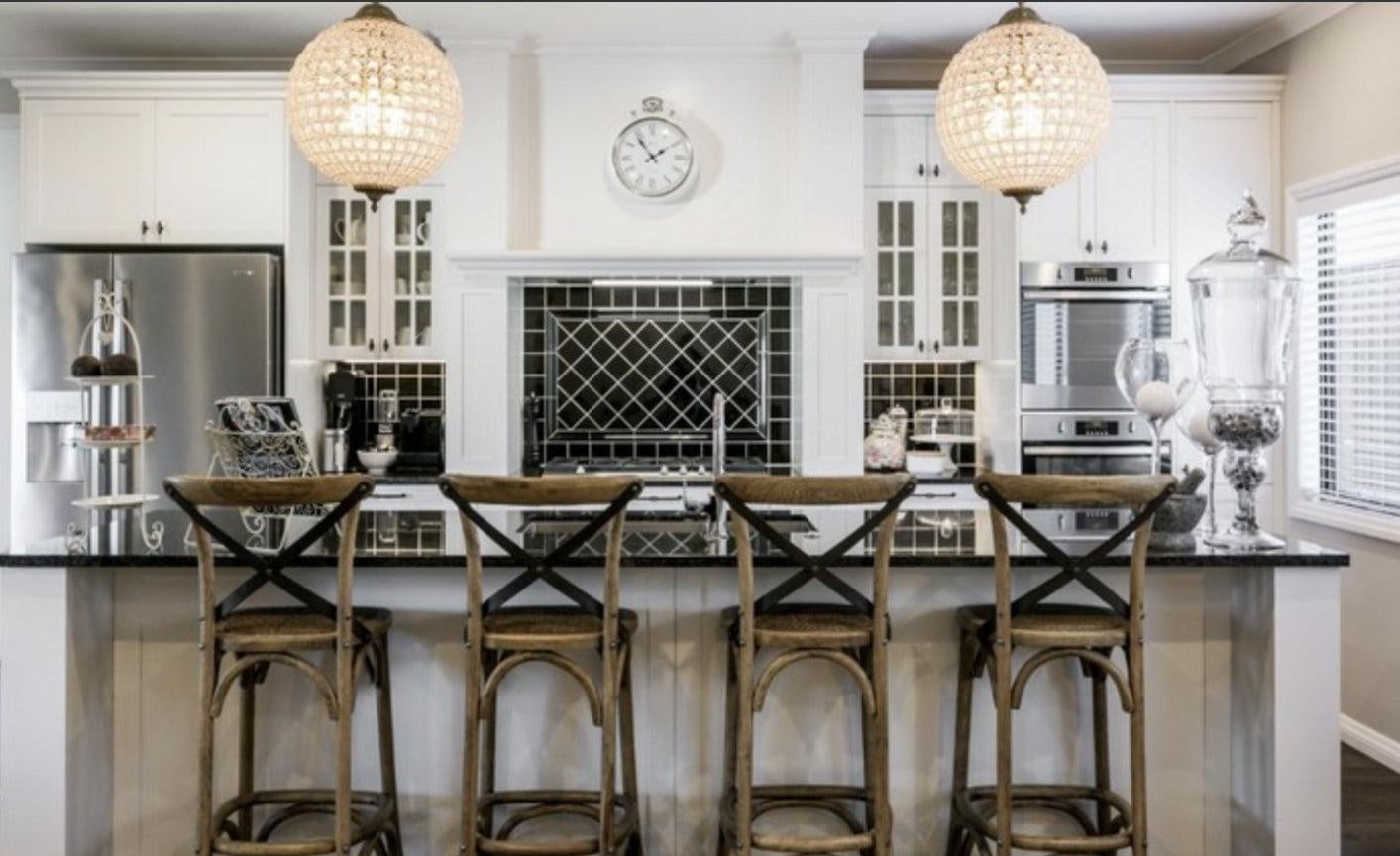 Antique Oak Cross Back Barstool - 75cm at online8 furniture store Auckland