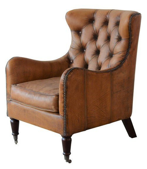 Online8 Bordeaux Arm Chair - Antique Light Brown Leather Arm Chairs, Recliners & Sleeper Chairs