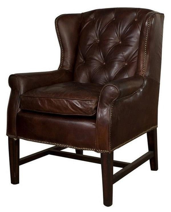 Online8 Clement Aged Leather Armchair - Vintage Cigar Arm Chairs, Recliners & Sleeper Chairs