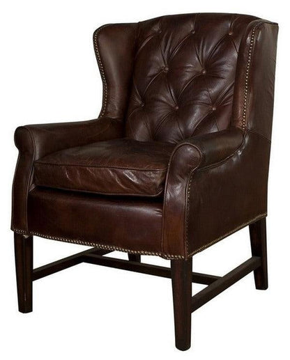 Online8 Clement Aged Leather Armchair - Vintage Cigar Arm Chairs, Recliners & Sleeper Chairs