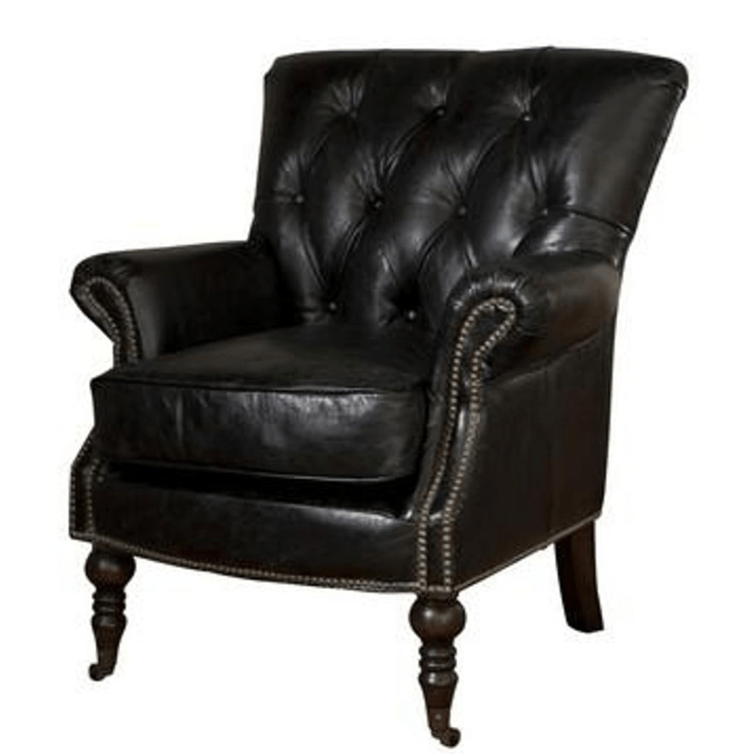 Online8 Harrington Buttoned Leather Armchair -  Belon Black Arm Chairs, Recliners & Sleeper Chairs