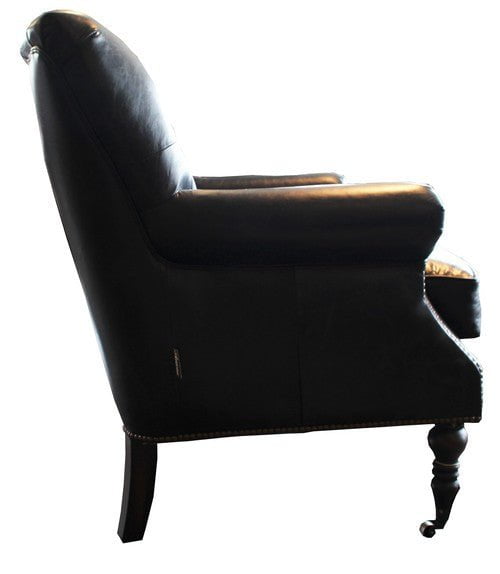Online8 Harrington Buttoned Leather Armchair -  Belon Black Arm Chairs, Recliners & Sleeper Chairs