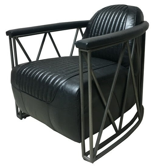 Online8 Rider Leather Armchair - Belon Black Arm Chairs, Recliners & Sleeper Chairs