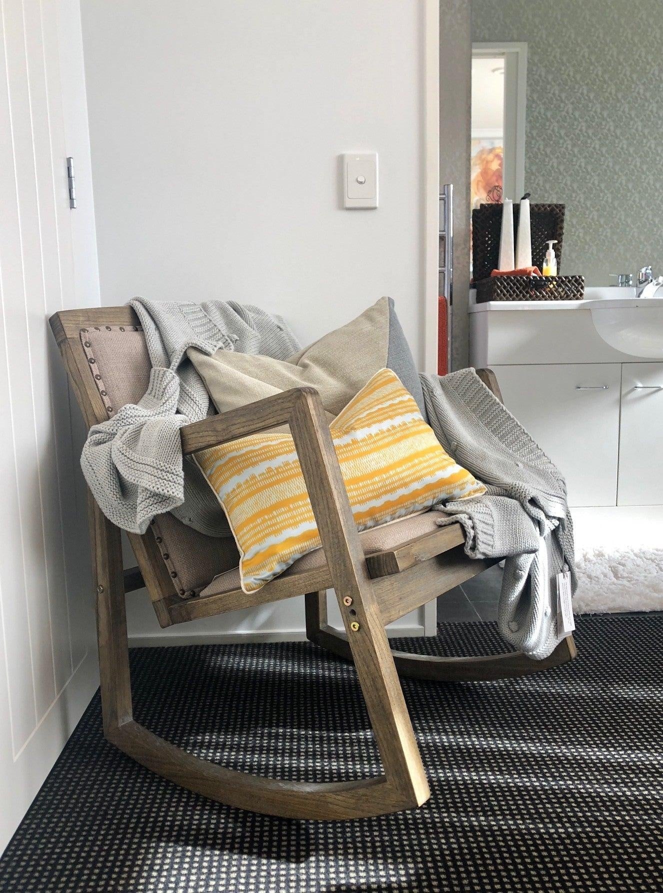 Online8 Rocking Armchair - Oak/Linen Arm Chairs, Recliners & Sleeper Chairs