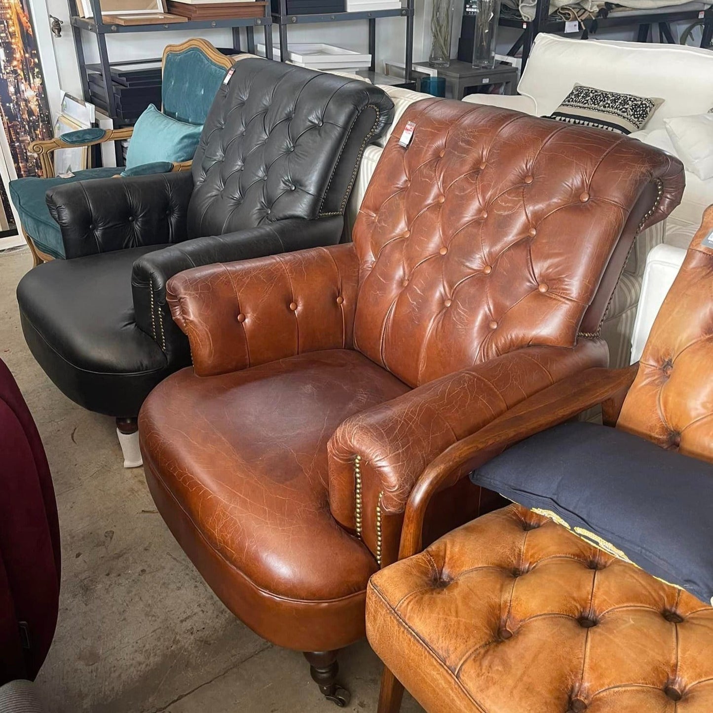 Online8 Waldorf Leather Armchair - Vintage Cigar Arm Chairs, Recliners & Sleeper Chairs
