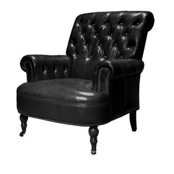 Online8 Waldorf Tufted Leather Armchair - Belon Black Arm Chairs, Recliners & Sleeper Chairs