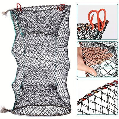 Durable Folding Crab Cage - Reusable Spring Fishing Trap Net for Easy Catching