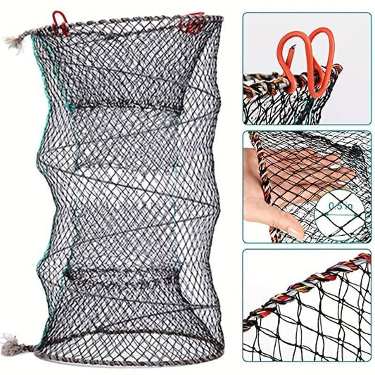 Durable Folding Crab Cage - Reusable Spring Fishing Trap Net for Easy Catching