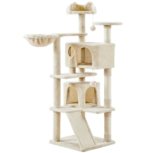 Cat Tree Condo Kitten Tree Tower w/ 2 Condos & Dangling Ball & Round Platform & Ladder