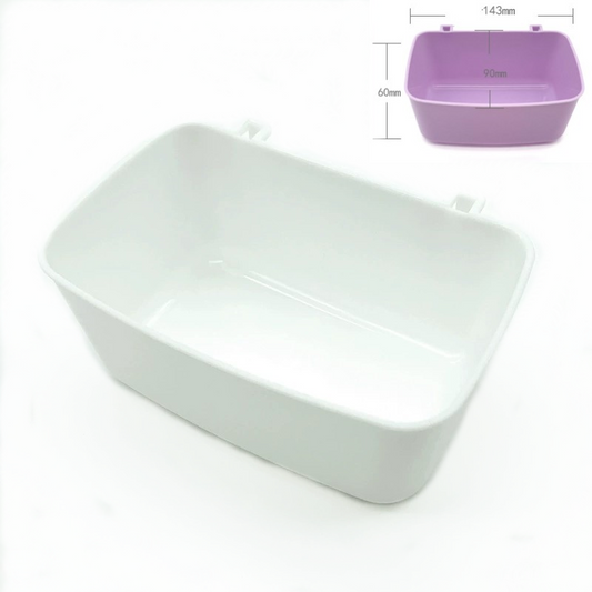 Pet Feeder Waterer Bowl with Hook Hanging Design White