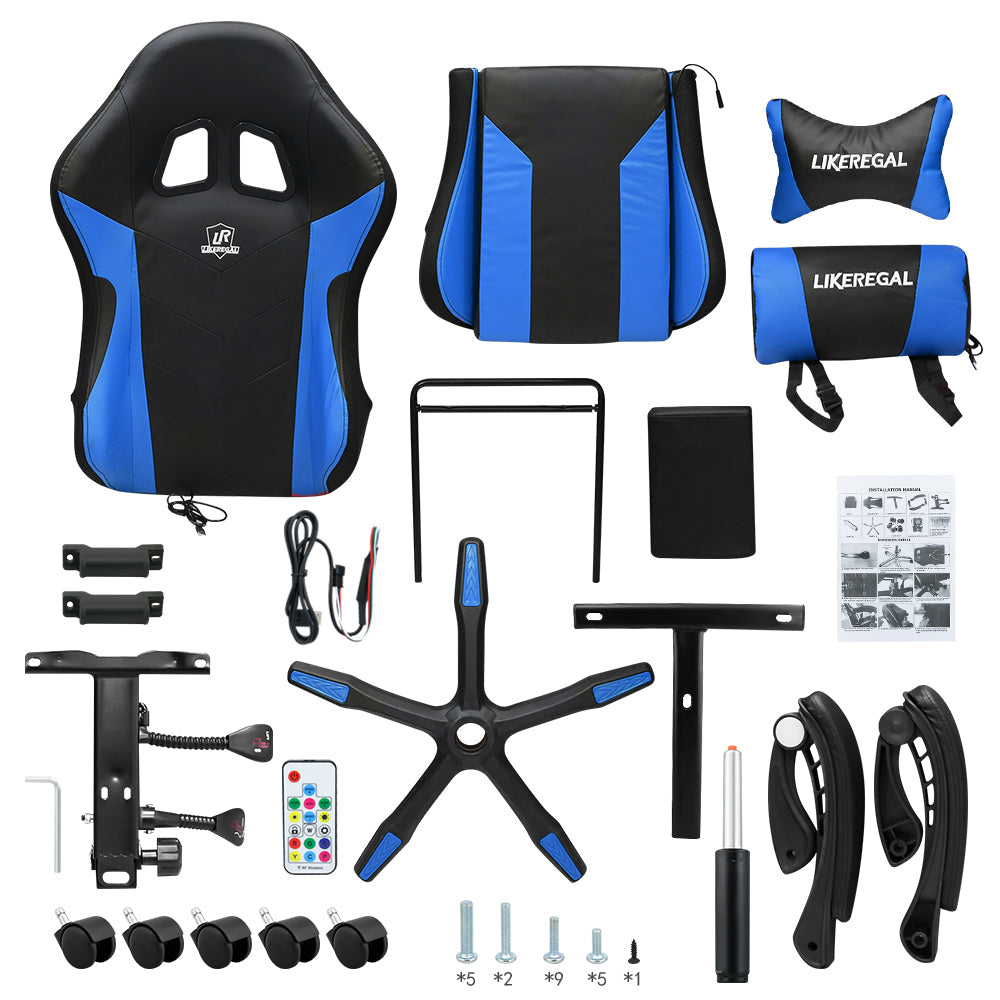 Gaming Chair Office Chair With Foot Rest Racing Chair with Speaker and Light