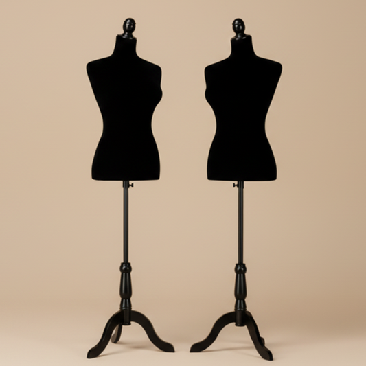Plus Size Half Body Mannequin Stand Velvet Surface - Black