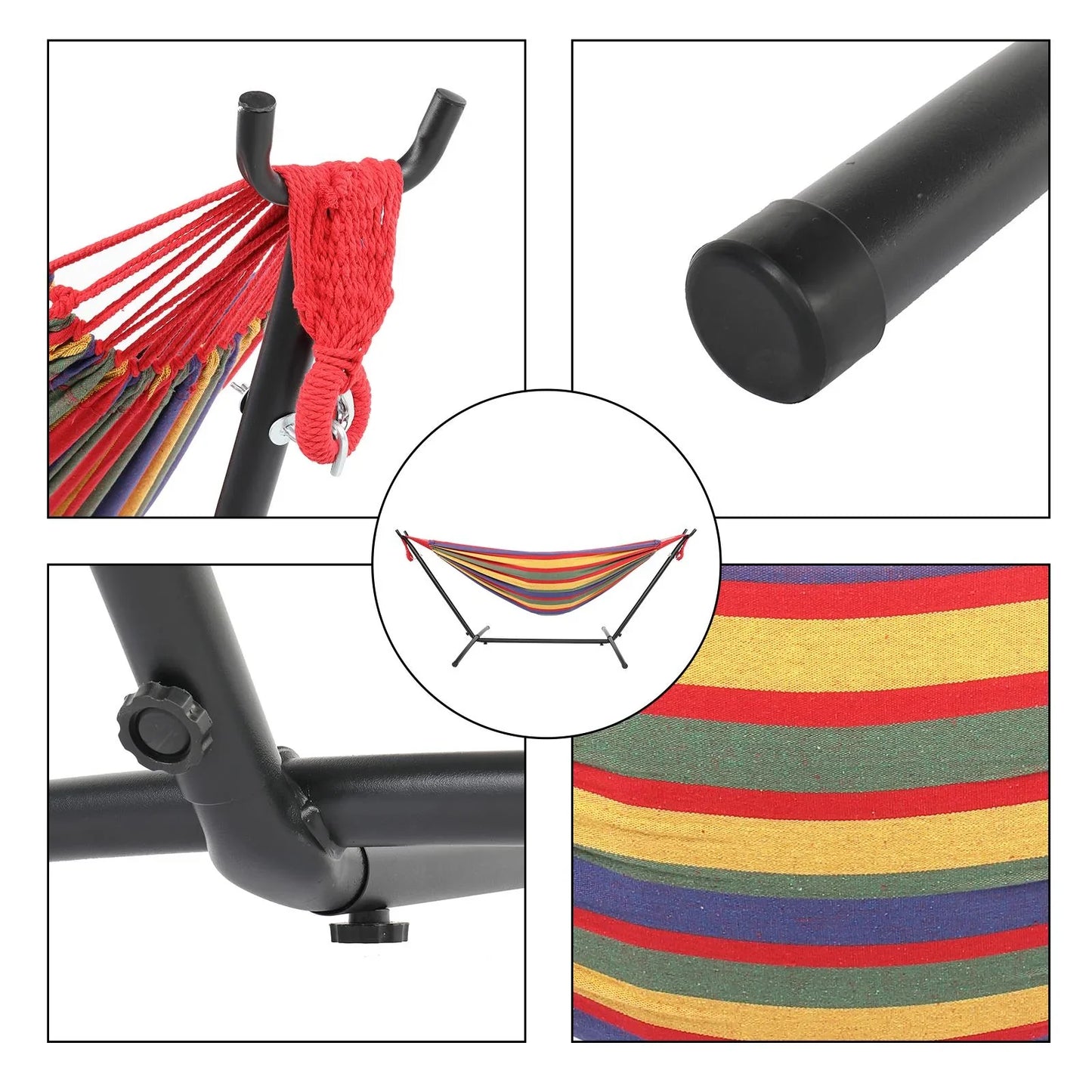 Double Hammock with 9 FT Stand, Space-Saving Steel Stand and Portable Carrying Bag for Outdoor or Indoor