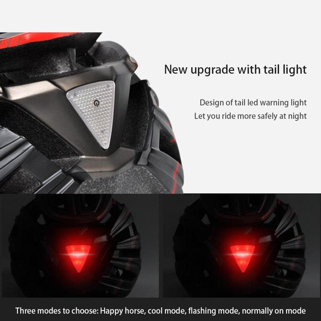 HT-22 Adult Bike Helmet – Lightweight Cycling Helmet with Magnetic Goggles & LED Tail Light HT43204