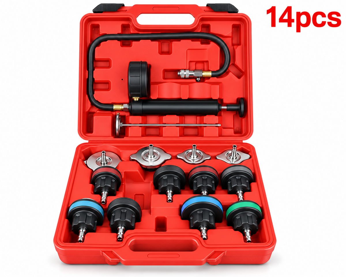 Universal Cooling System Radiator Pressure Tester Gasket Test Kit Leak Detector
