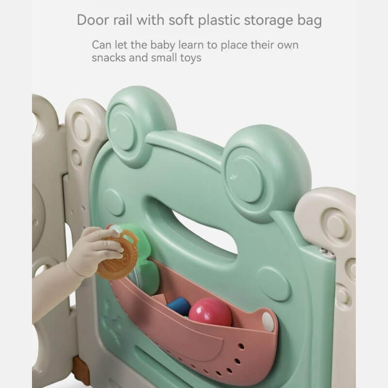 Baby Playpen - Adjustable Kids Safety Playpen | Green Frog | 14 Panels