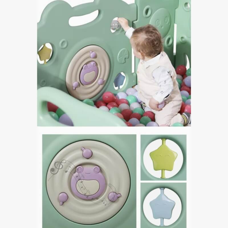 Baby Playpen - Large Plastic Kids Safety Playpen 16 Panels | Pink Frog