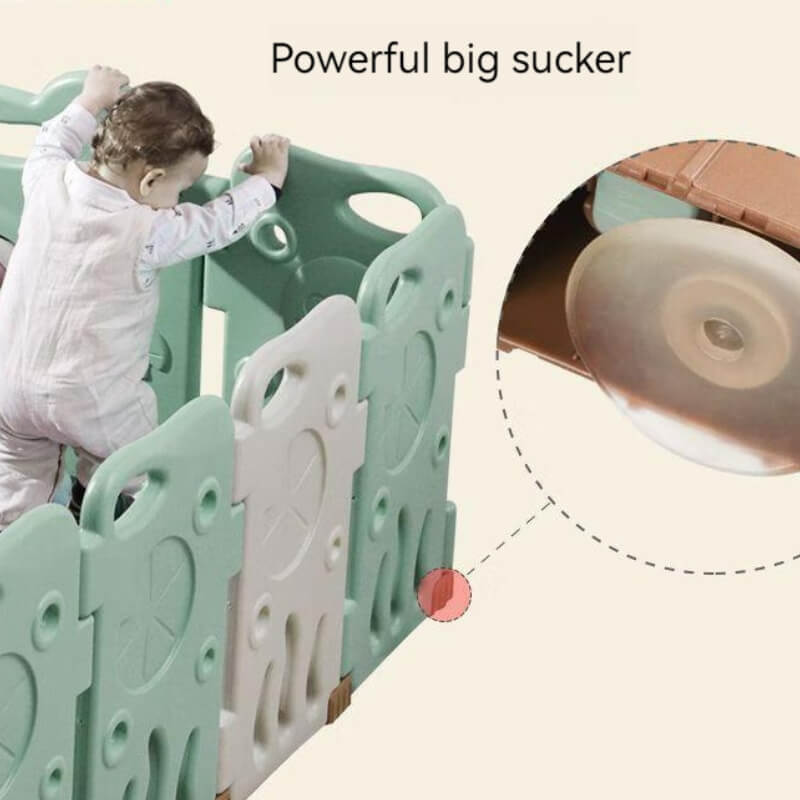 Baby Playpen - Large Plastic Kids Safety Playpen 16 Panels | Pink Frog