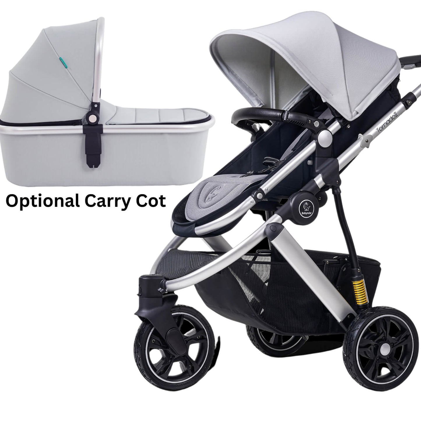 Three Wheels High Landscape Baby Stroller-Preium Grey