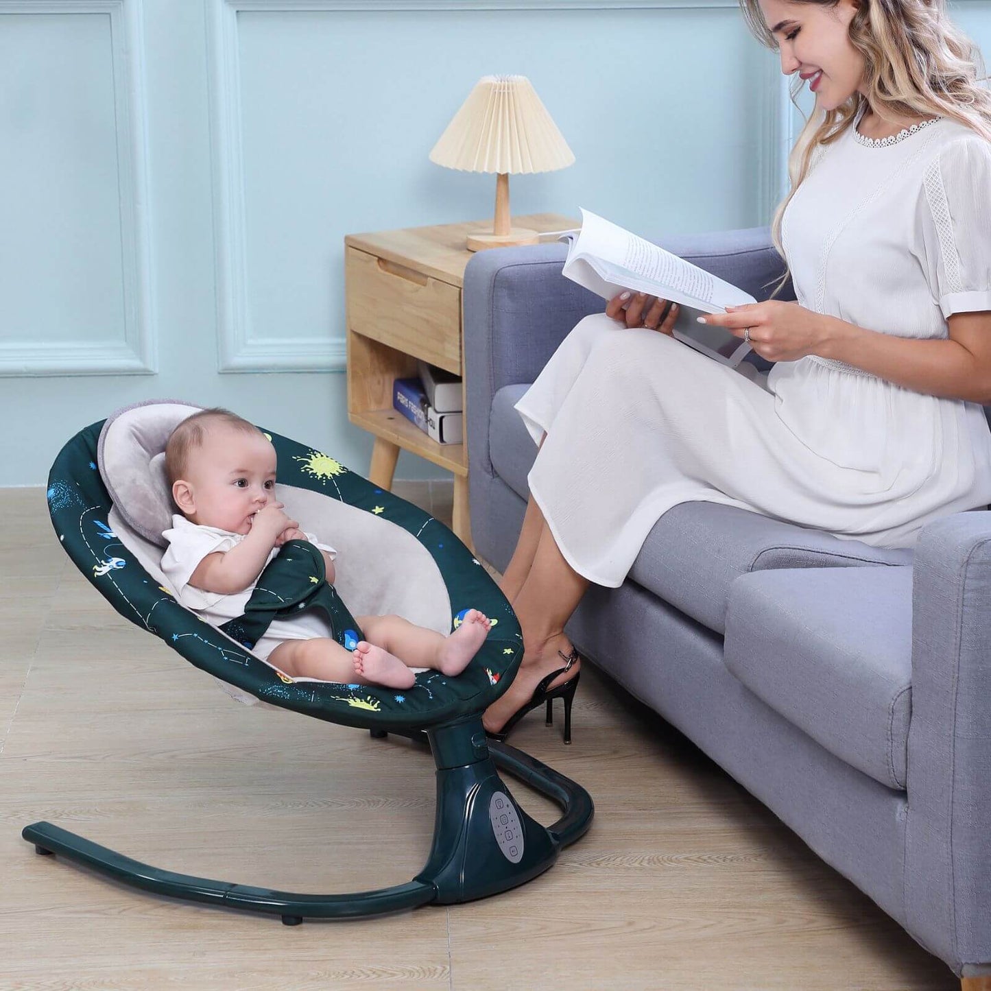 Smart Baby Swing Cradle Rocker/ Bouncer Seat-Dark Green