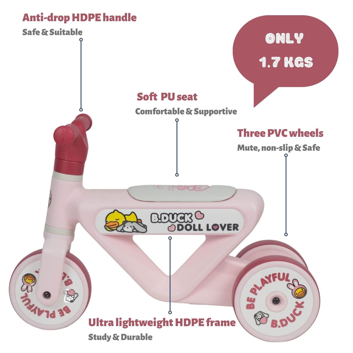 Baby Balance Bike 1005S Pink