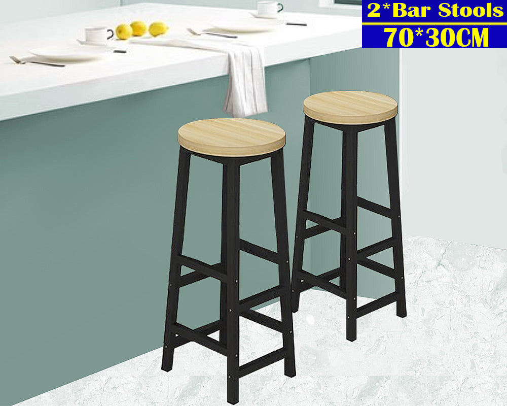 Set of 2 Modern Bar Stools Barstool Metal Legs
