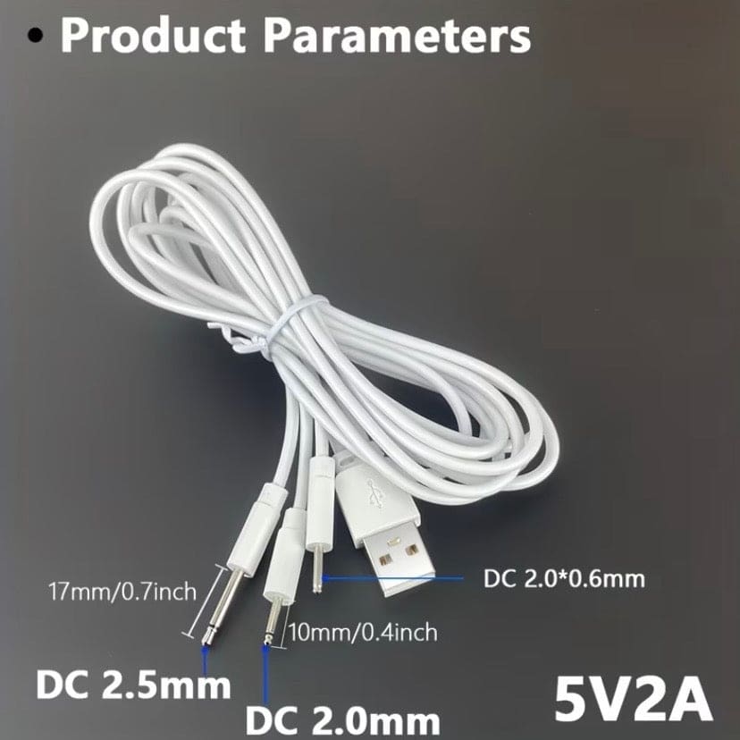 Barrel Jack 3 in 1 Power Cable - (White) 1m