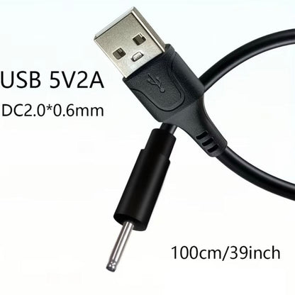Barrel Jack Power Cable - 2mm x 0.6mm charger (Black) 1m