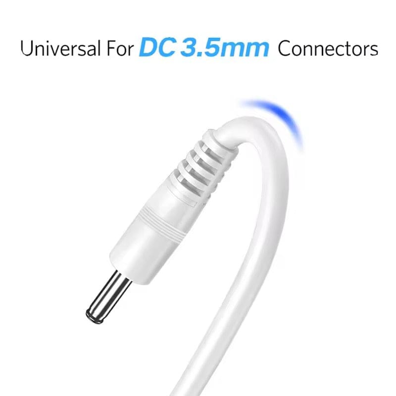 Barrel Jack Power Cable - 3.5mm x 1.35mm charger (White) 1m