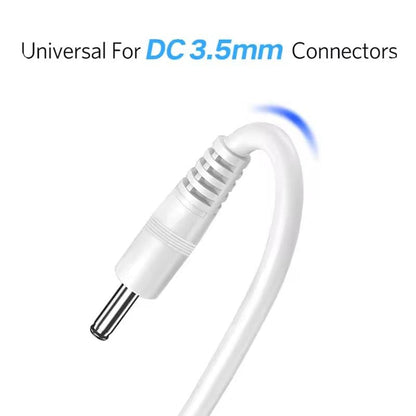 Barrel Jack Power Cable - 3.5mm x 1.35mm charger (White) 1m